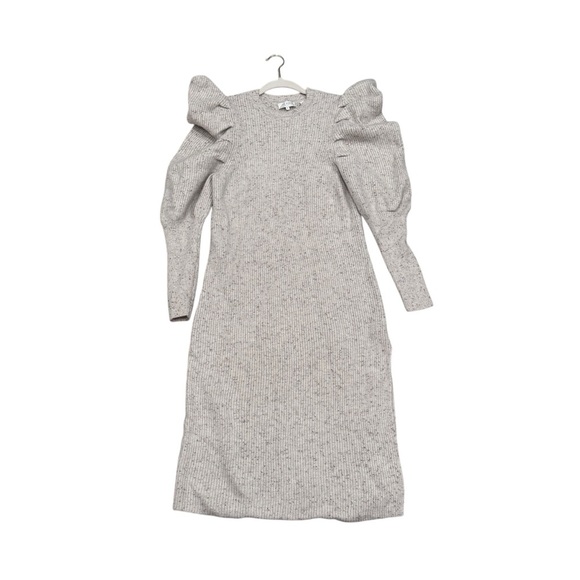 Ted Baker MARNIAA Wool Knit Sweater Midi Dress Puff Sleeve Cream Beige Sz 2/M - Picture 9 of 15